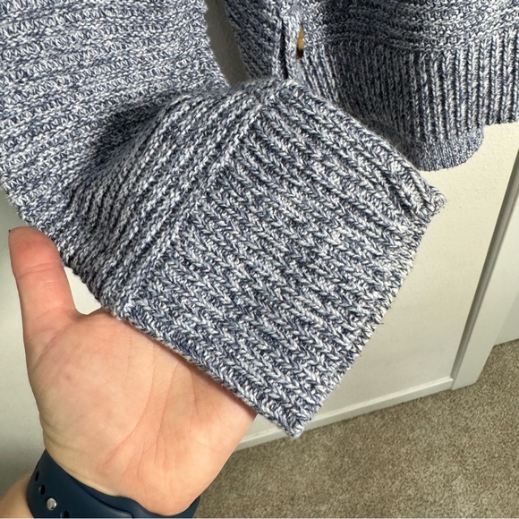 Joie Heathered Blue Ribbed Knit Sweater Size XL Winter Fall Buttons Crew Neck - Picture 5 of 9